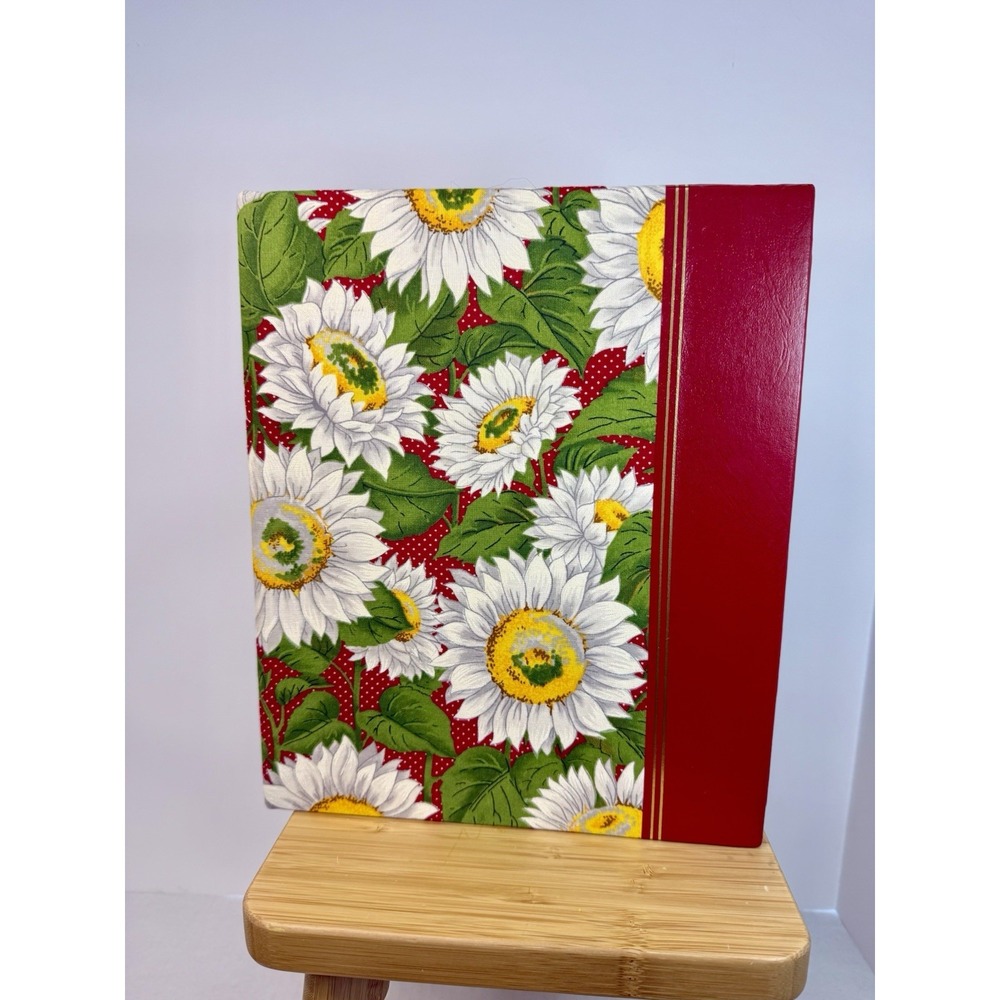VTG 90's Sunflower Fabric Photo Album With 28 Plastic Inserts Holds 4"x6" Photos